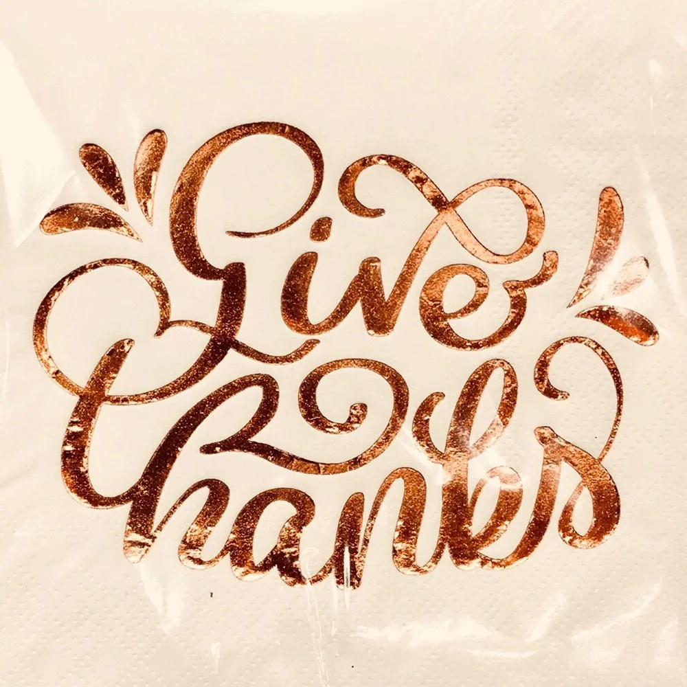 Copper 'Give Thanks' Decorative Cocktail Napkins, 40 ct